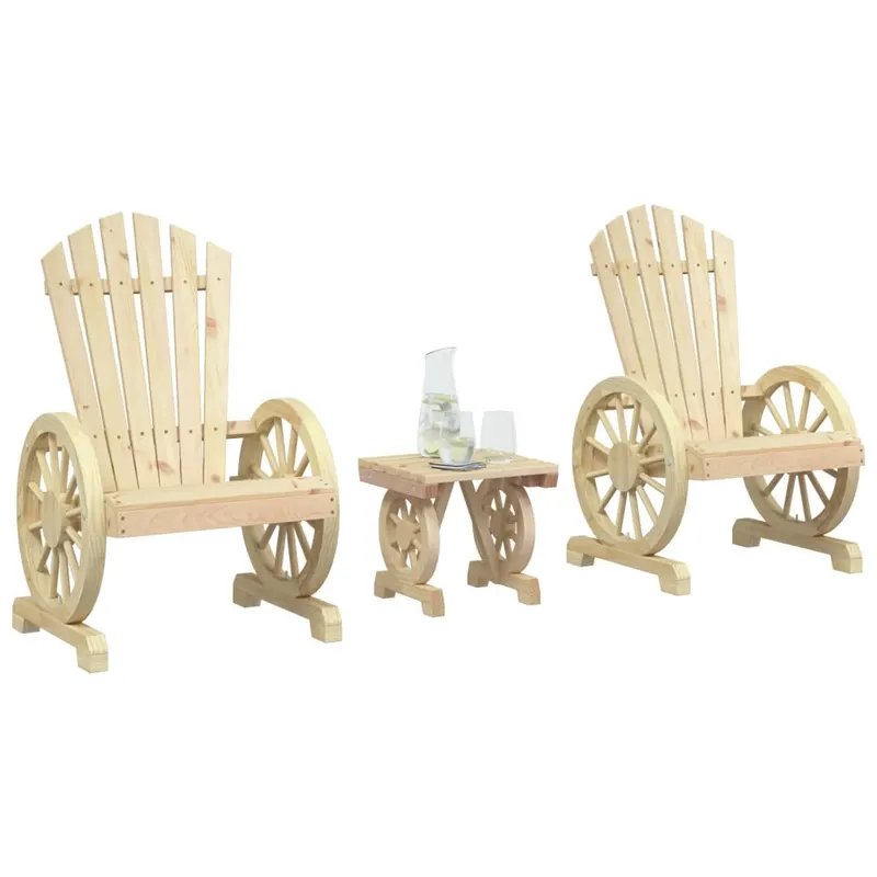 set mobilier de gradina, 3 piese, lemn masiv de brad