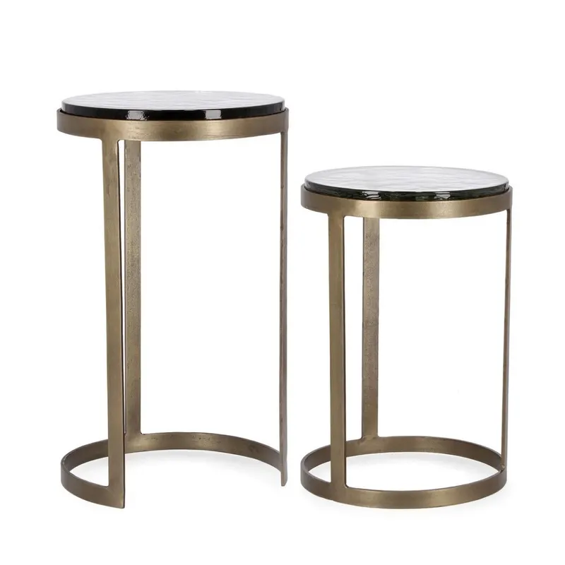 Set 2 masute de cafea ZAYLA ROUND BRASS Ø29x42/32x52 CM