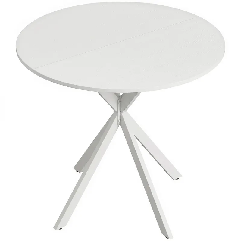 HOMCOM Masă Da Dining Rotund Stil Industrial Con Picioare în X Ø80x75 cm