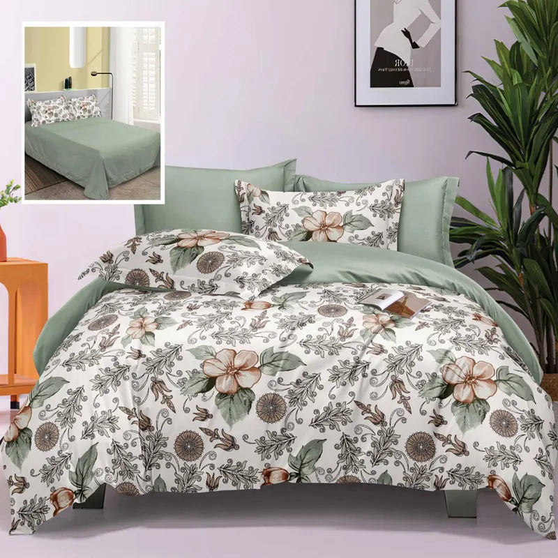 Lenjerie de pat elegance 6 piese cu cearsaf (lec14)