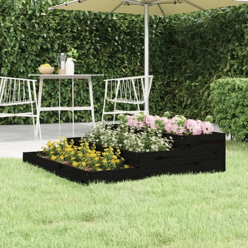 Jardiniera, negru, 107x107x27 cm, lemn masiv de pin