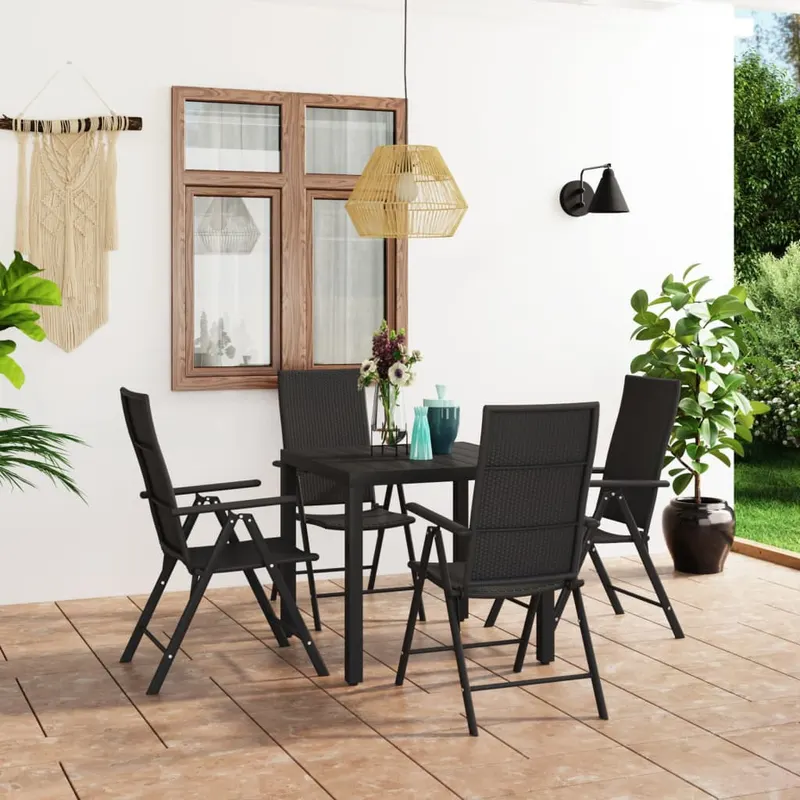 set de masa pentru gradina, 5 piese, negru