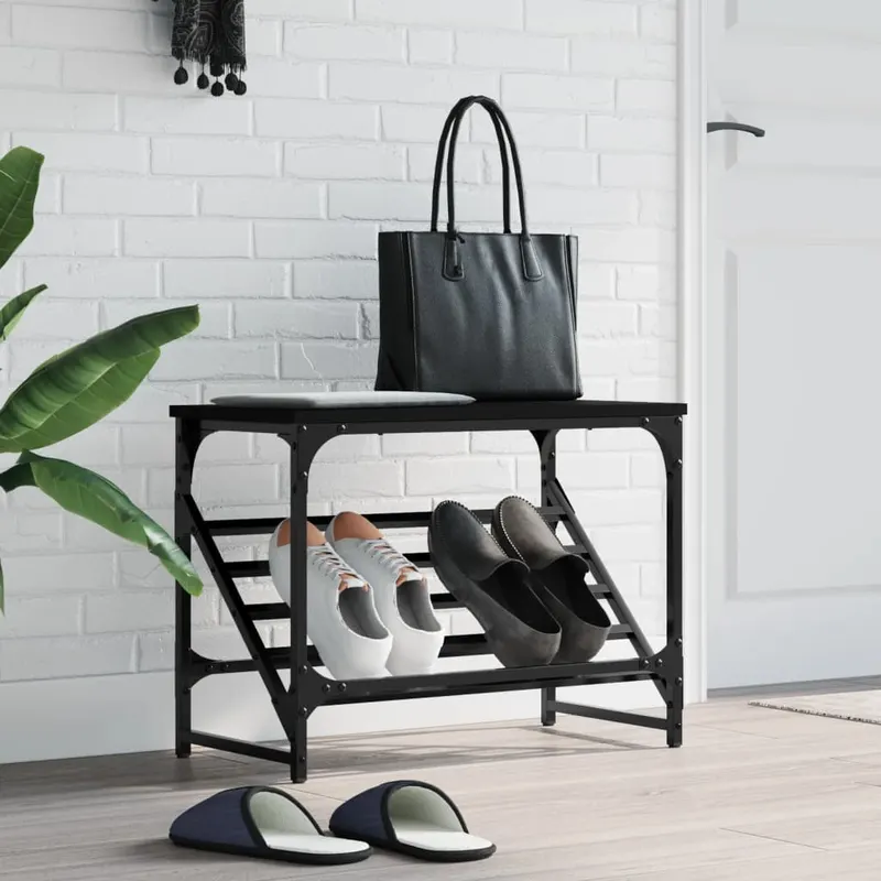 suport pantofi, negru, 60x30x45 cm, lemn prelucrat