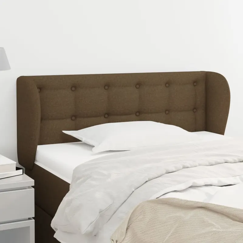 tablie de pat cu aripioare maro inchis 83x23x78/88 cm textil