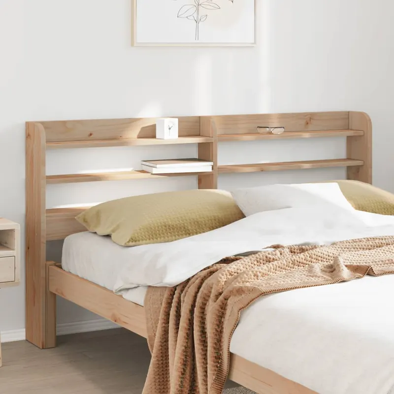 tablie de pat cu rafturi, 150 cm, lemn masiv de pin