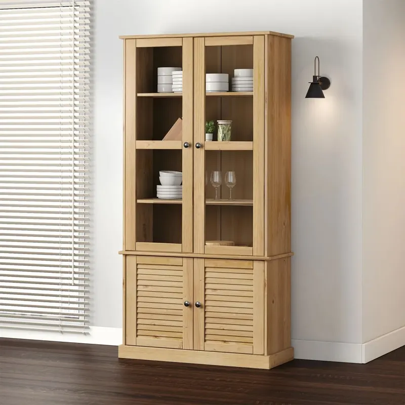 vitrina de sticla vigo, 85x35x170 cm, lemn masiv de pin
