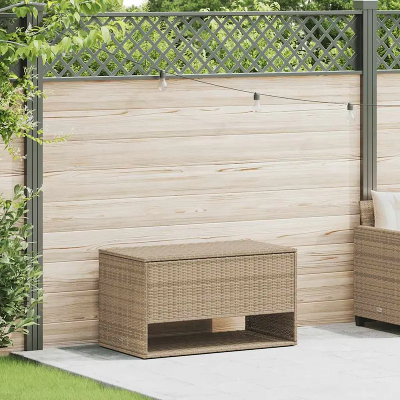 cutie de perne de exterior bej 100x55x55,5 cm poly rattan
