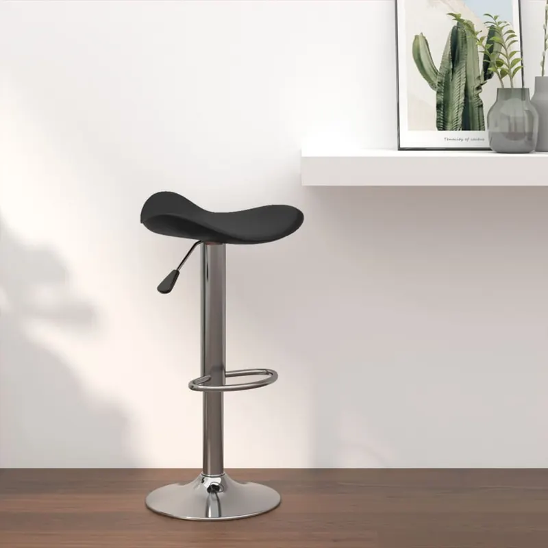 scaun de bar, negru, otel cromat si piele ecologica