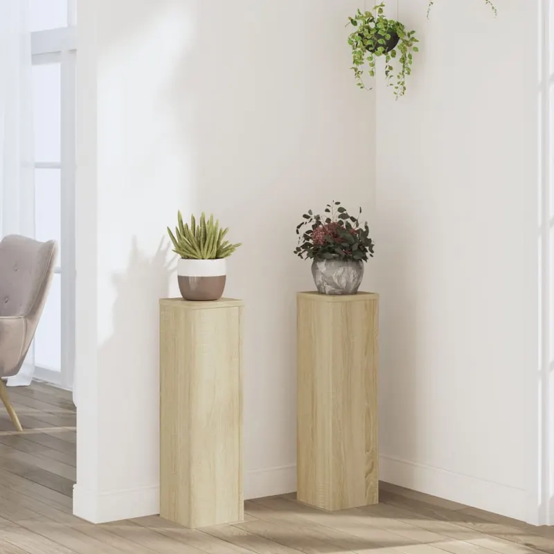suporturi de plante, 2 buc., stejar sonoma, 17x17x60 cm