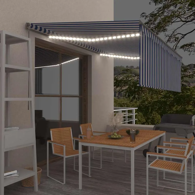 copertina retractabila manual cu stor&led, albastru&alb, 4,5x3m