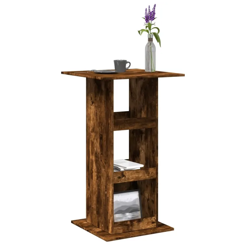 Masa bar cu depozitare, stejar fumuriu, 60x60x102 cm, lemn