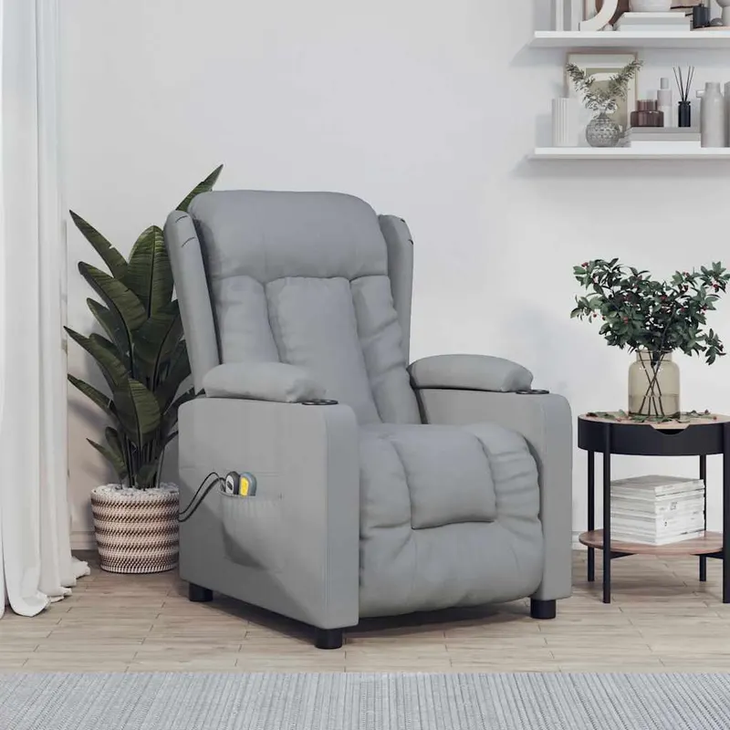 fotoliu de masaj electric rabatabil, gri deschis, textil