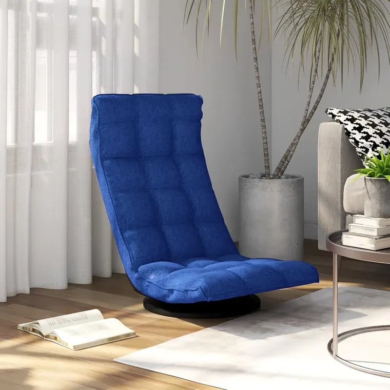 scaun de podea pivotant, albastru, material textil