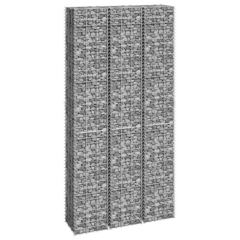 Straturi inaltate de gabioane, 3 buc., 30x30x200 cm, fier