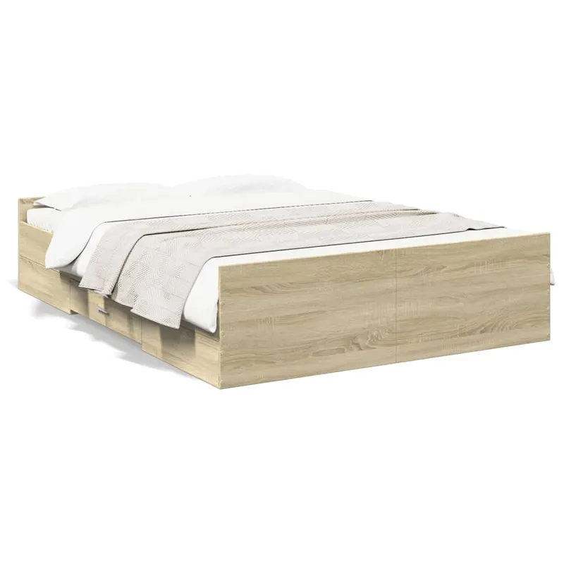 cadru de pat cu sertare stejar sonoma 120x200 cm lemn prelucrat