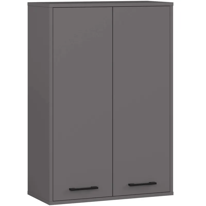 Dulap baie suspendat pal 2 usi cu raft, 64x30x94 cm, design elegant, gri grafit