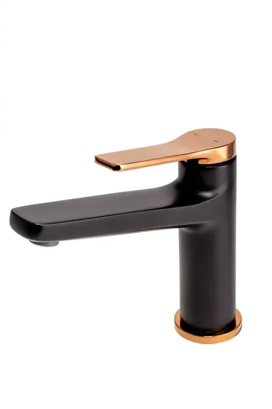 Baterie lavoar FDesign Seppia FD1-SPA-2-25, 3 8 , marimea M, monocomanda, ventil push to open, mat, negru cupru