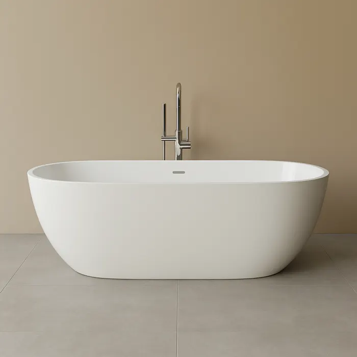 Cada freestanding compozit 180 x 81 cm, ovala, alb lucios, Shape