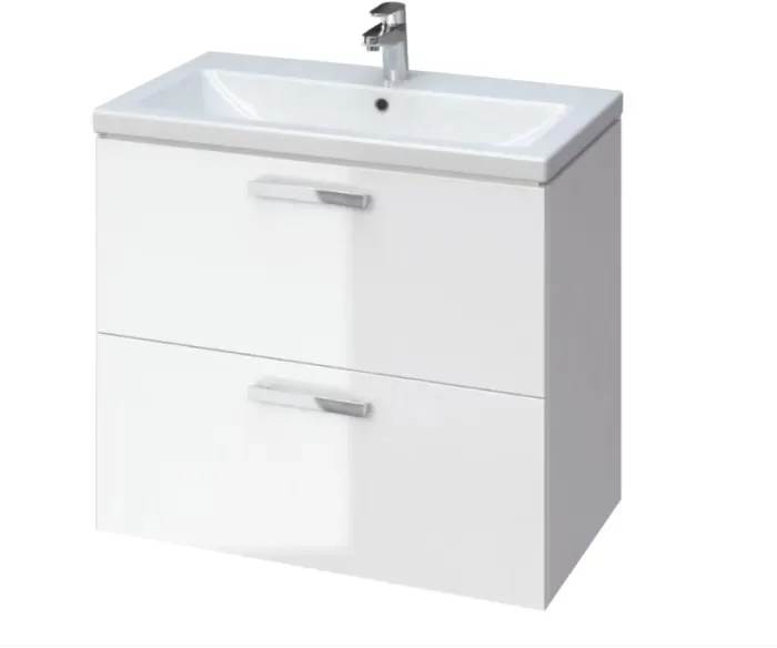 Set dulap baie 2 sertare Melar cu lavoar inclus, alb, 80 cm, Cersanit