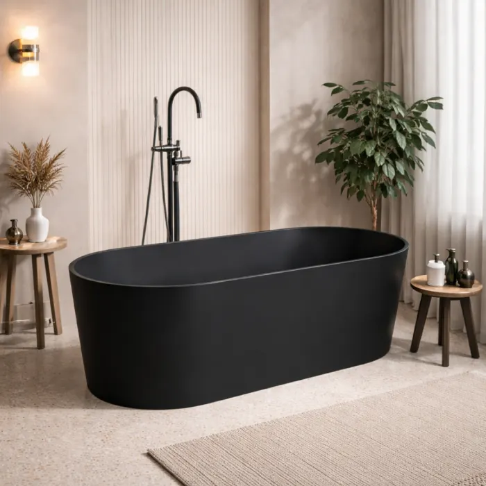 Cada freestanding compozit, negru mat, 180x76 cm, Terra