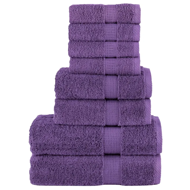 Set de prosoape premium solund, 8 piese, violet, 600 g/m2