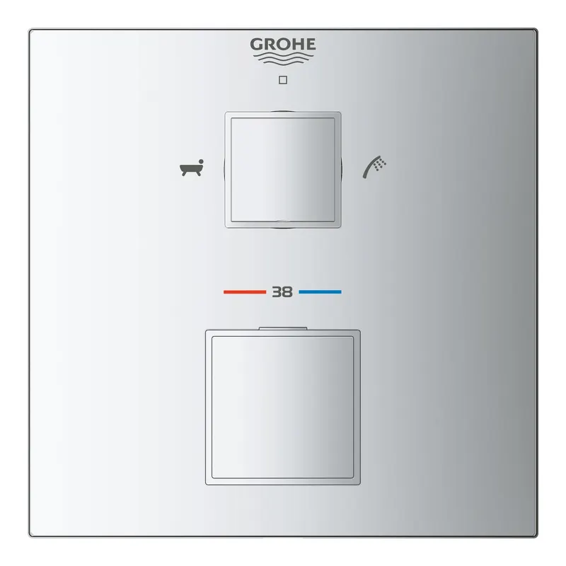 Unitate comanda Grohe 24155000, Grohtherm Cube, tip comanda dubla comanda, tip incastrare aparent, crom
