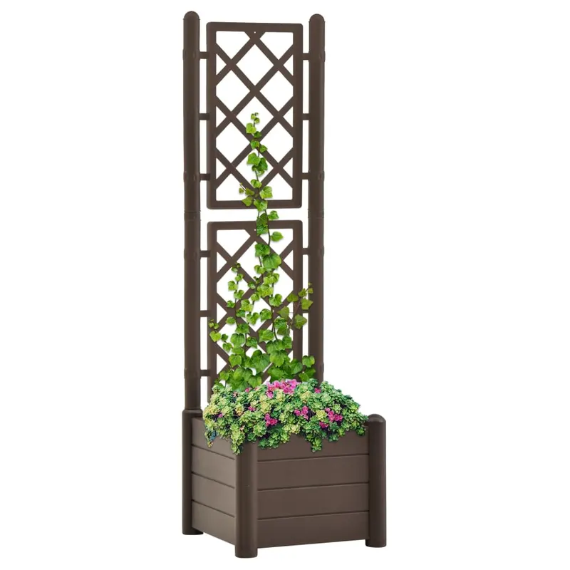 jardiniera de gradina cu spalier, cafeniu, 43x43x142 cm, pp