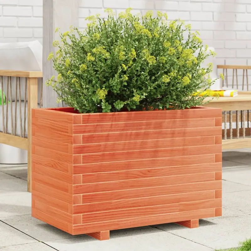 jardiniera gradina, maro ceruit, 70x40x49,5 cm, lemn masiv pin