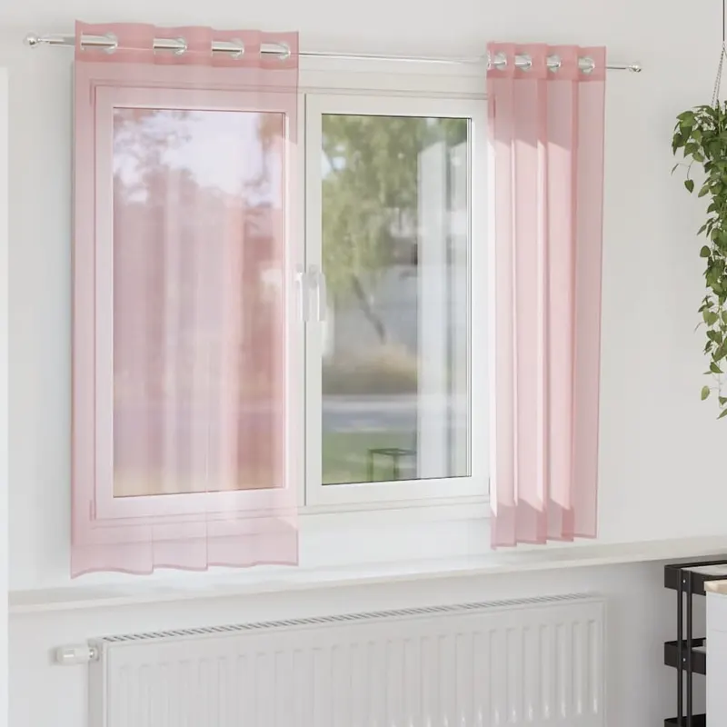 perdele voile cu oelii 2 buc roz 140x140 cm