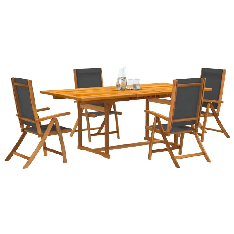 set mobilier de gradina, 5 piese, lemn masiv acacia/textilena