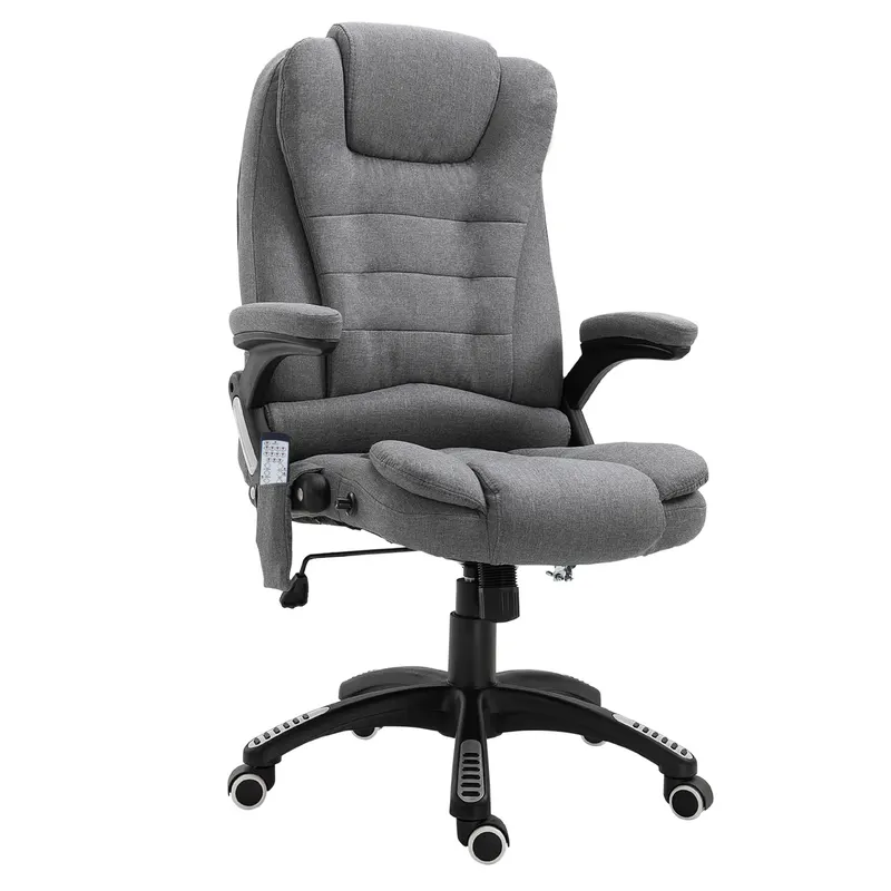 Vinsetto Fotoliu Relax cu 6 Zone de Masaj, Spătar Reglabil și Design Ergonomic, Gri
