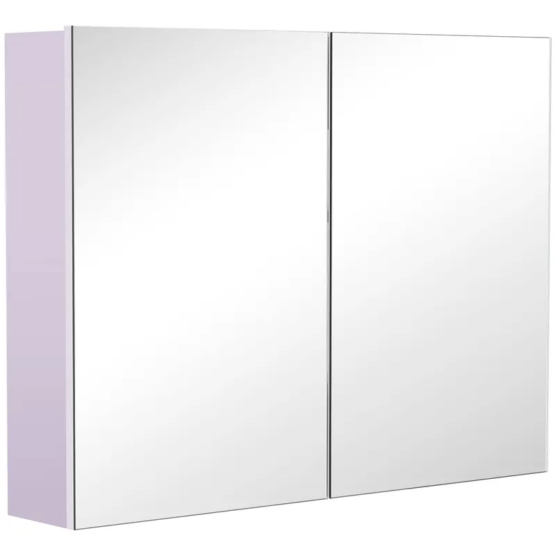 HOMCOM Dulapior de Baie cu Oglinda si 3 Rafturi din MDF Violet 80 x 60 x 15cm