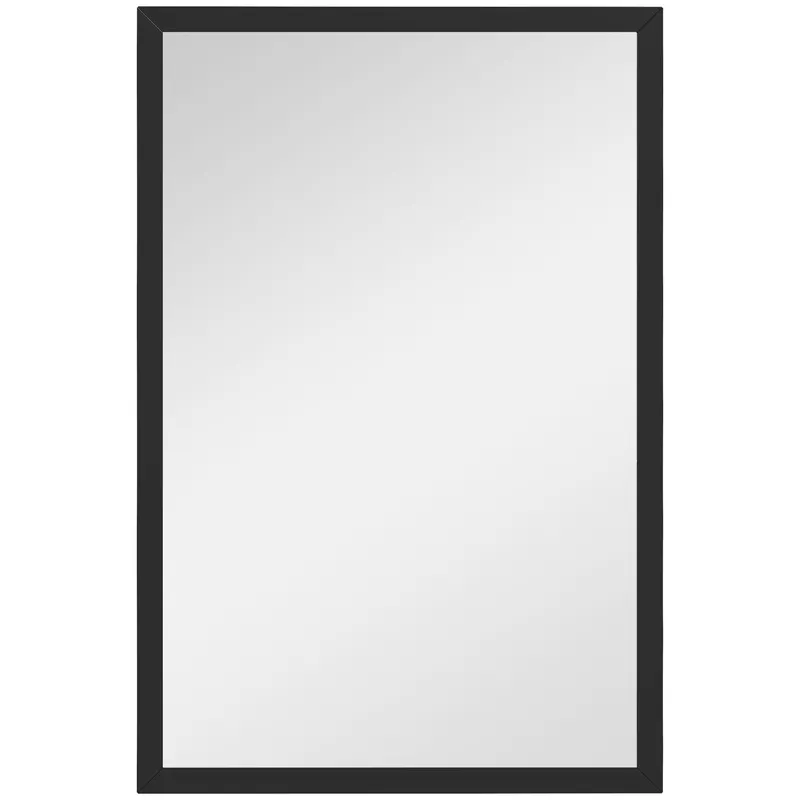 HOMCOM Oglindă Dreptunghiulară de Perete cu Cârlige, Sticlă și MDF, 60x80 cm, Negru