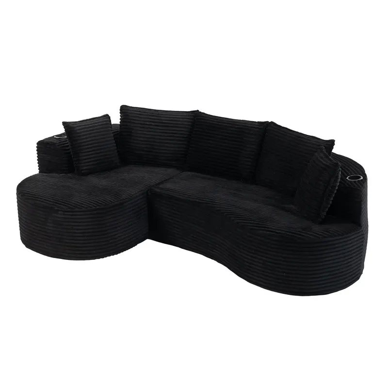 Bogesofa din catifea reiată, Negru