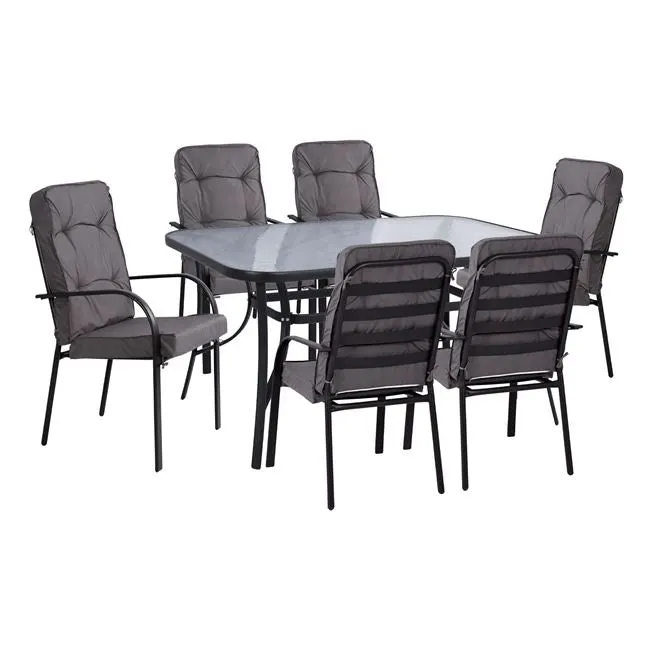 Set masa si scaune DAVIN 150x90x72cm - Gri inchis