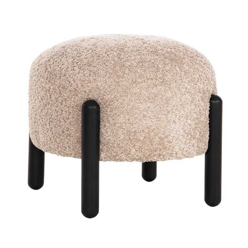 Taburet VIVOS BOUCLE FABRIC Ø45 CM - Beige
