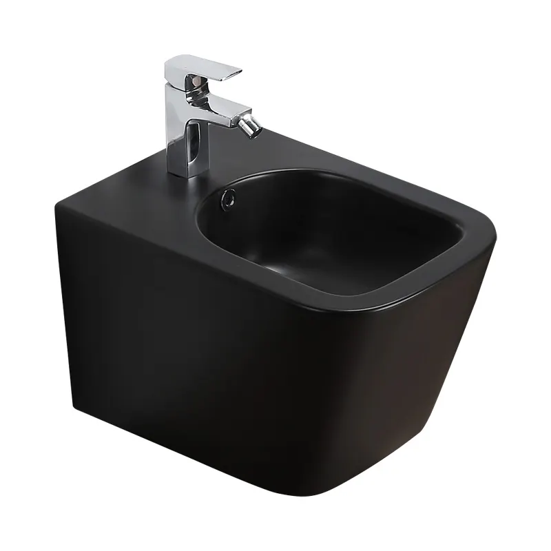 Bideu suspendat Fluminia Paris, 51x36.5x31 cm, igienic si durabil, negru mat