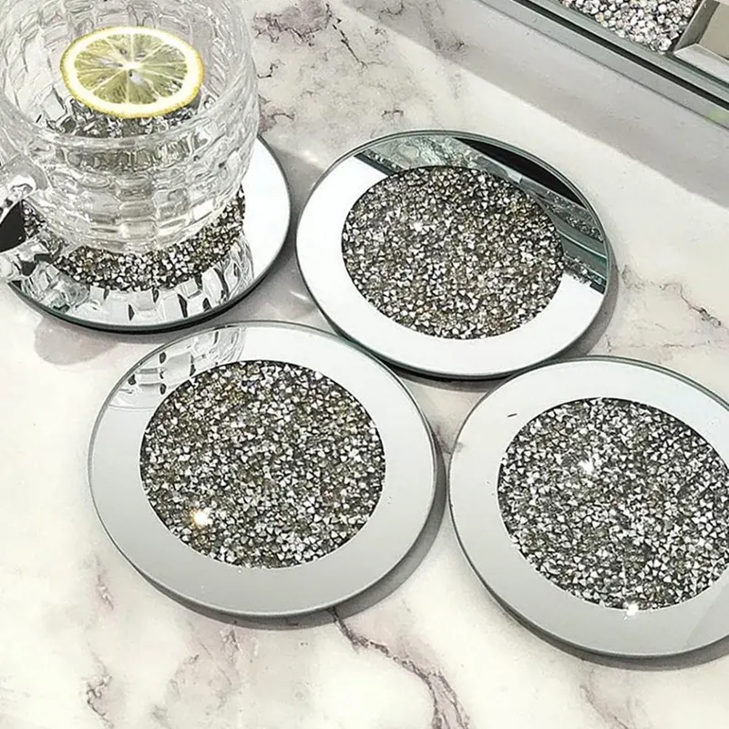 SPOG1 - Set 4xSuport pahare oglinda, 10 cm, tip Cristal