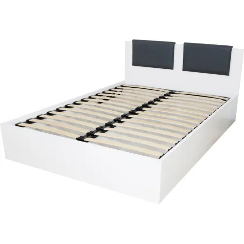 Pat Laguna pentru saltea 160x200 cm cu somiera metalica rabatabila, alb