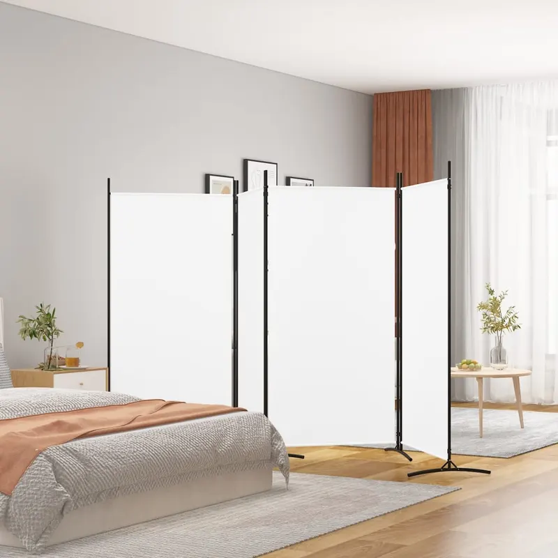paravan de camera cu 4 panouri, alb, 346x180 cm, textil
