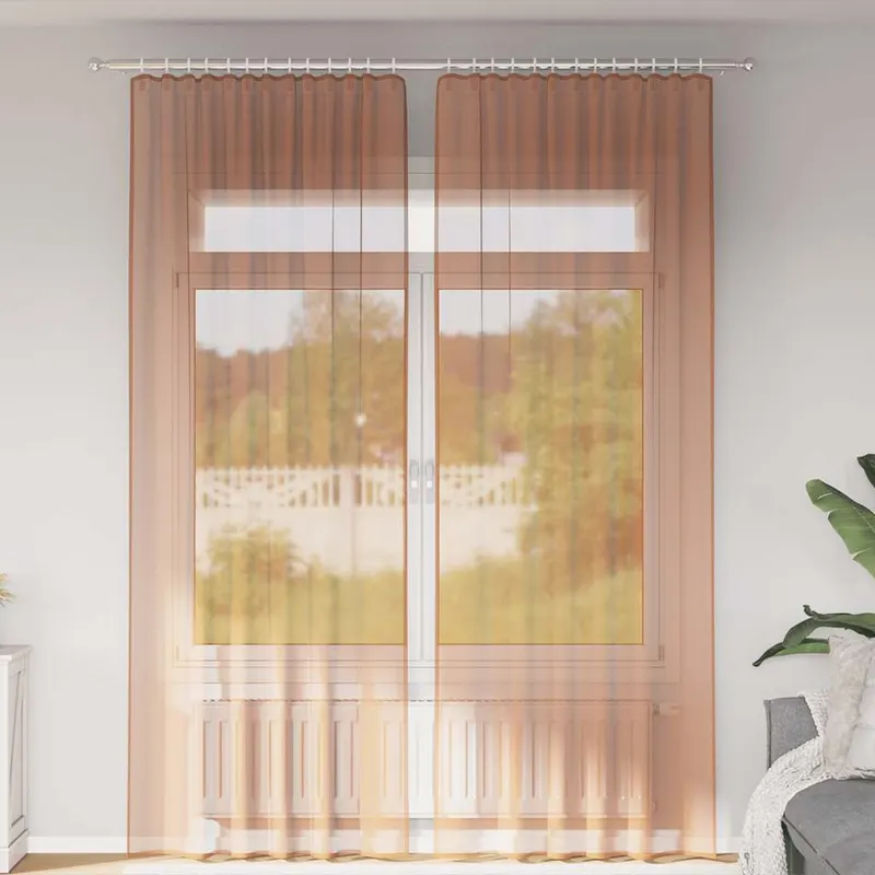 perdele voile cu bucle 2 buc terracota 140x260 cm