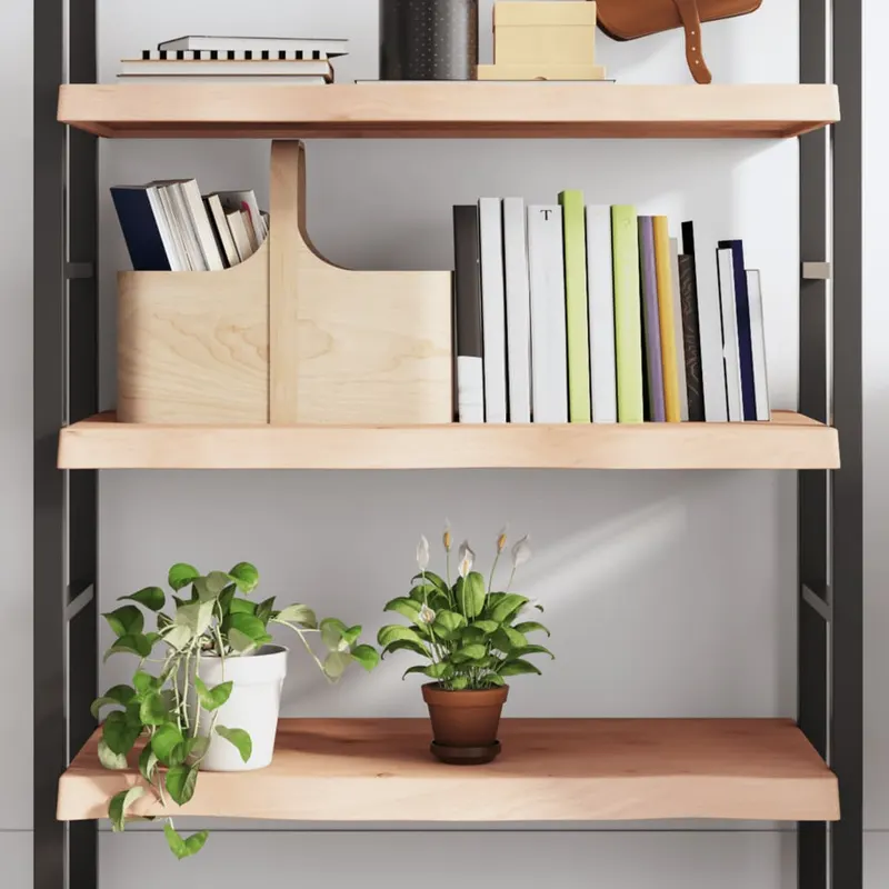 polita de perete, 80x40x(2-6) cm, lemn masiv de stejar netratat