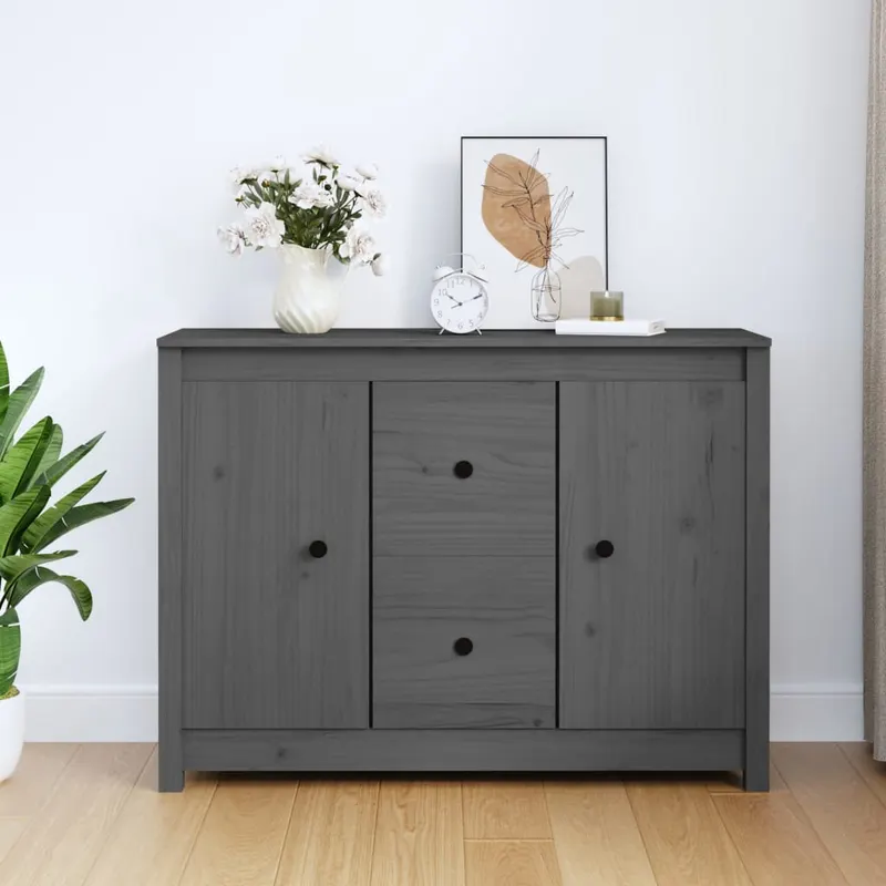 servanta, gri, 100x35x74 cm, lemn masiv de pin