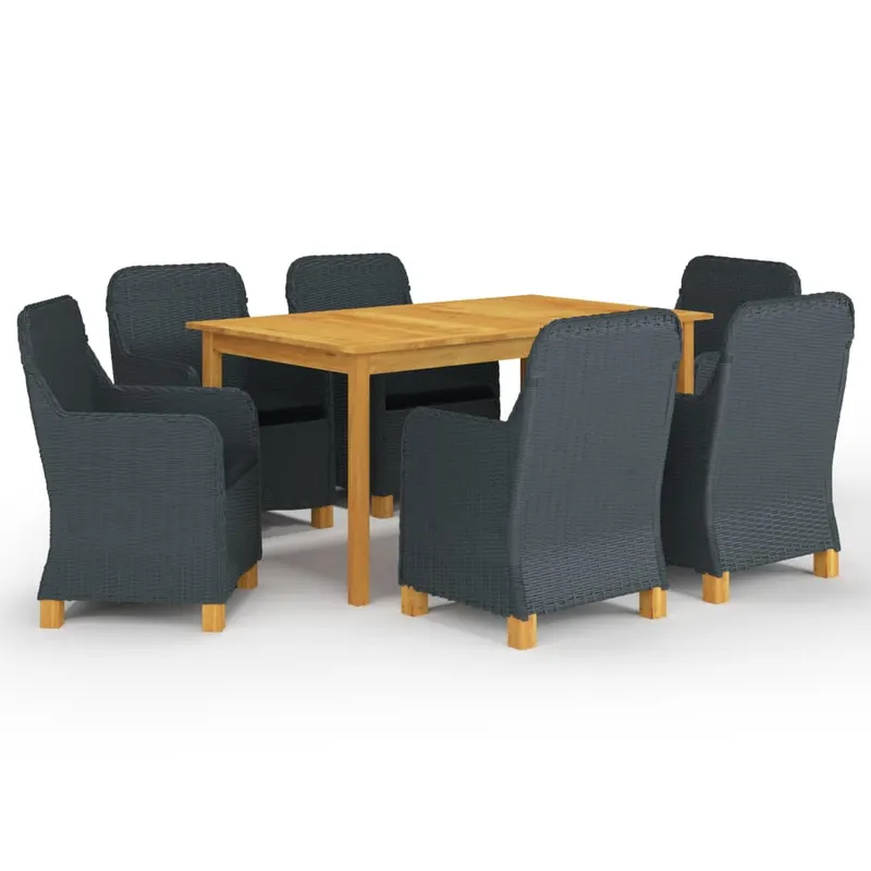set mobilier de gradina, 7 piese, gri inchis