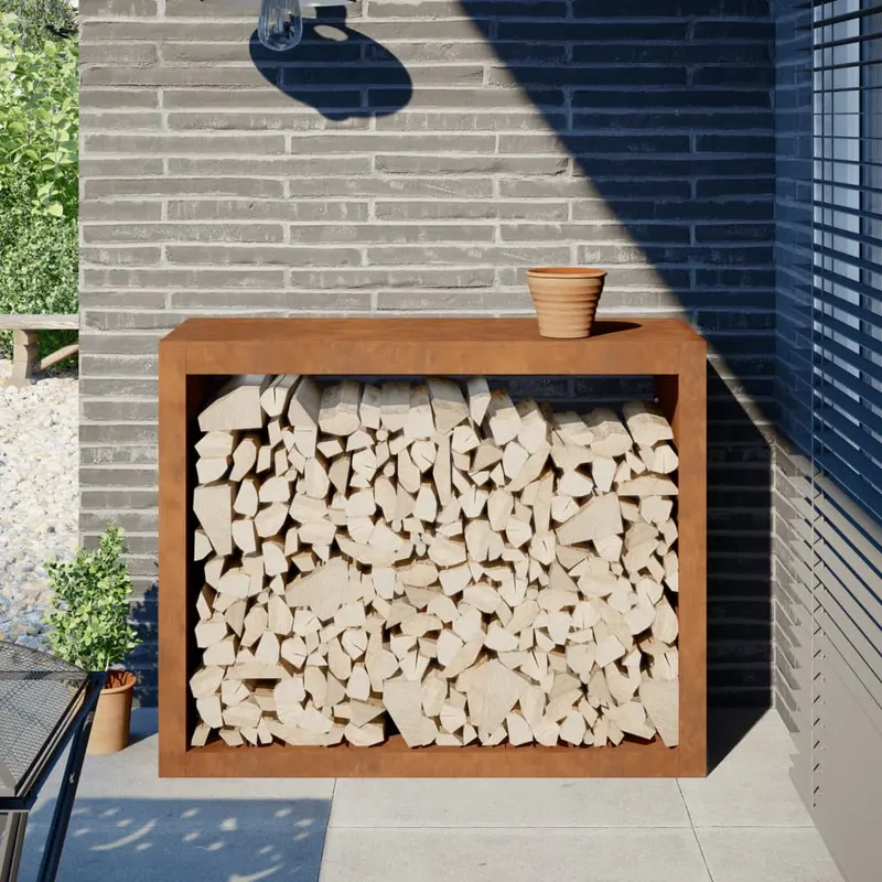 suport pentru lemne de foc, 100x40x80 cm, otel corten