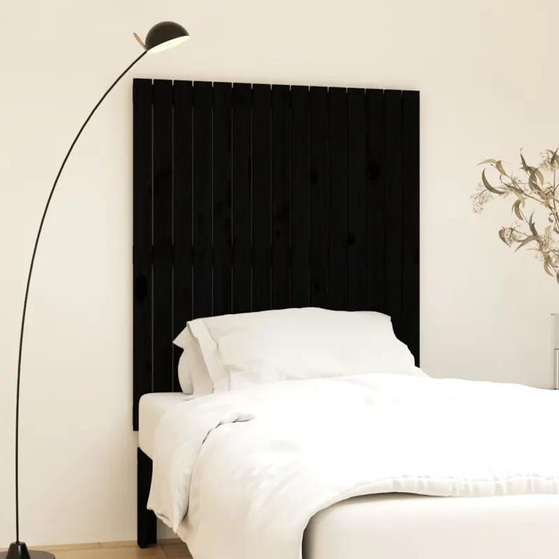 tablie de pat pentru perete, negru 95,5x3x110 cm lemn masiv pin