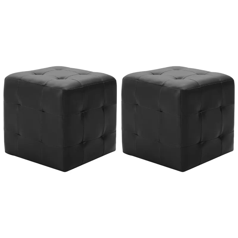 taburet, 2 buc., negru, 30 x 30 x 30 cm, piele ecologica