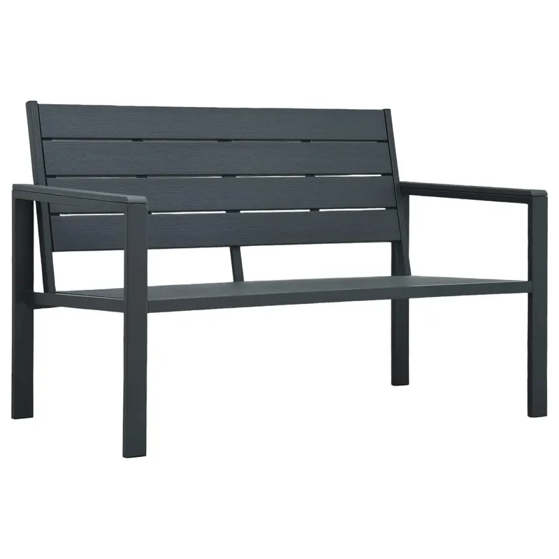 banca de gradina, gri, 120 cm, hdpe, aspect de lemn