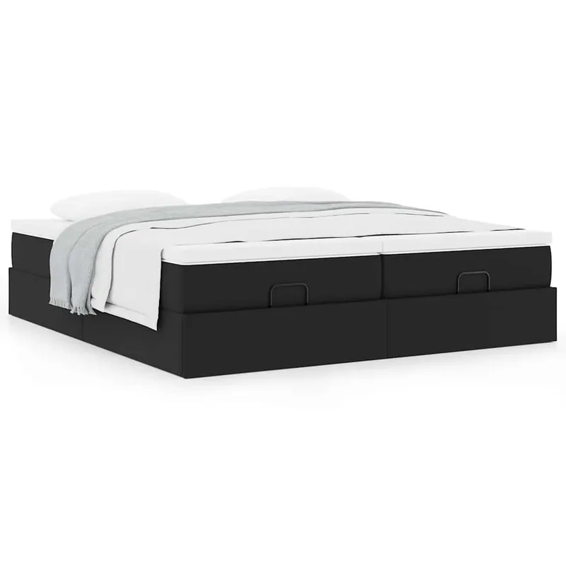 cadru de pat otoman saltele negru 200x200cm piele artificiala