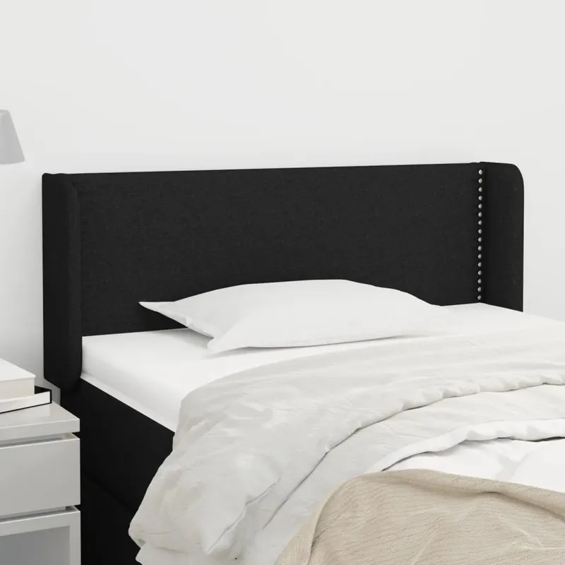 tablie de pat cu aripioare negru 103x16x78/88 cm textil